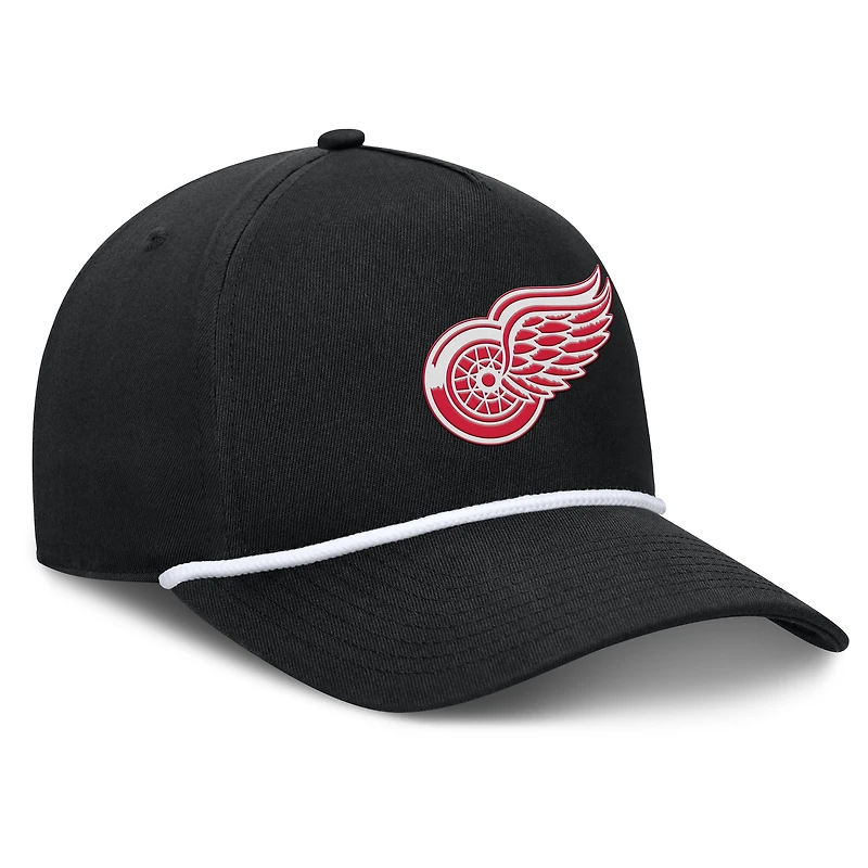 Men's Fanatics Black Detroit Red Wings Authentic Pro Rink Roper A-Frame Adjustable Hat