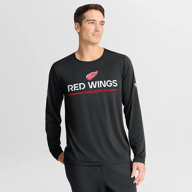 Men's Fanatics Black Detroit Red Wings Authentic Pro Rink Tech Long Sleeve T-Shirt