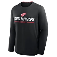 T-shirt à manches longues Fanatics noir authentique des Red Wings de Detroit pour homme