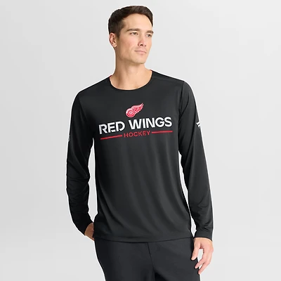 T-shirt à manches longues Fanatics noir authentique des Red Wings de Detroit pour homme