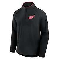 Men's Fanatics Black Detroit Red Wings Authentic Pro Rink Training Quarter-Zip Pullover