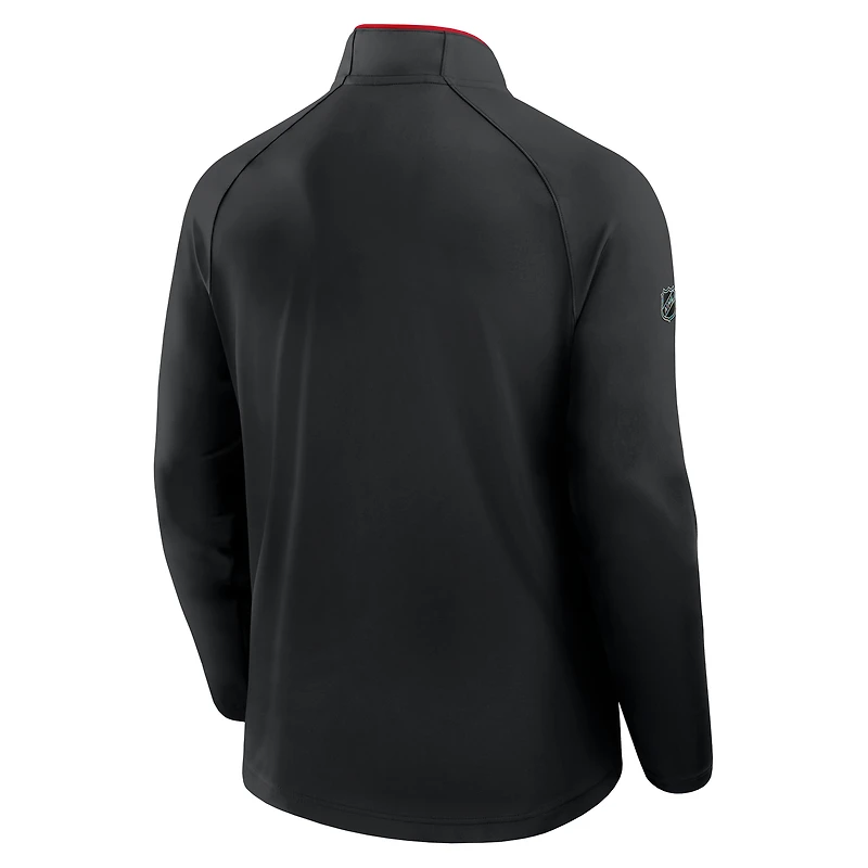 Men's Fanatics Black Detroit Red Wings Authentic Pro Rink Training Quarter-Zip Pullover