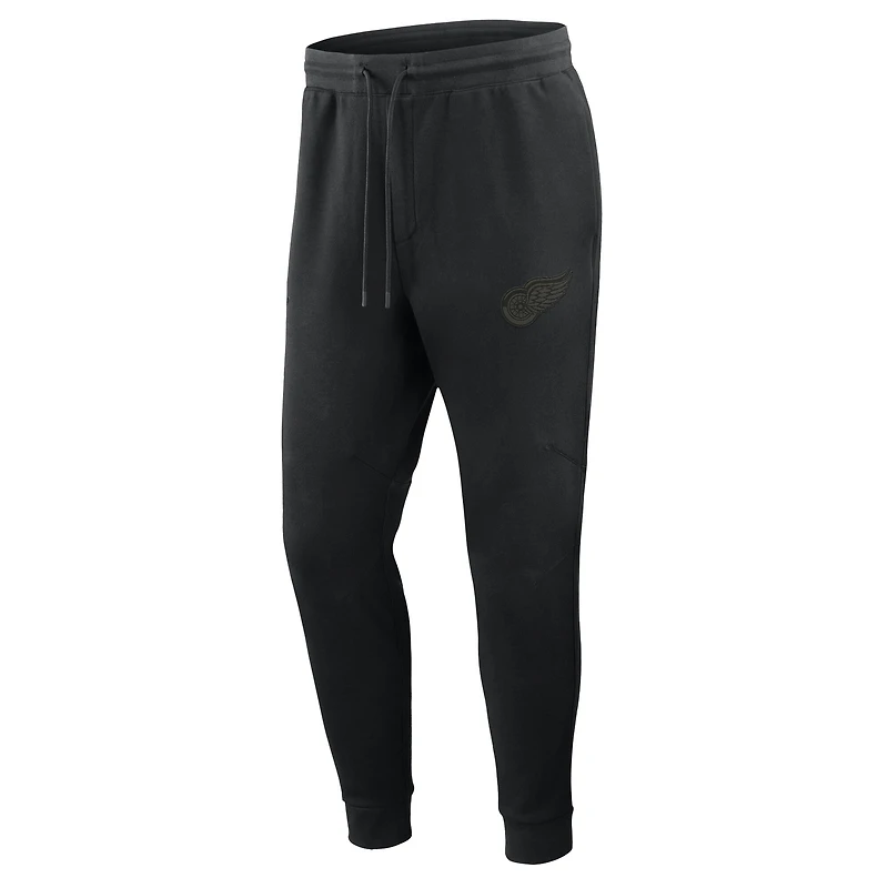 Pantalon de jogging Fanatics noir authentique Pro Road Tri-Blend pour homme des Red Wings Detroit