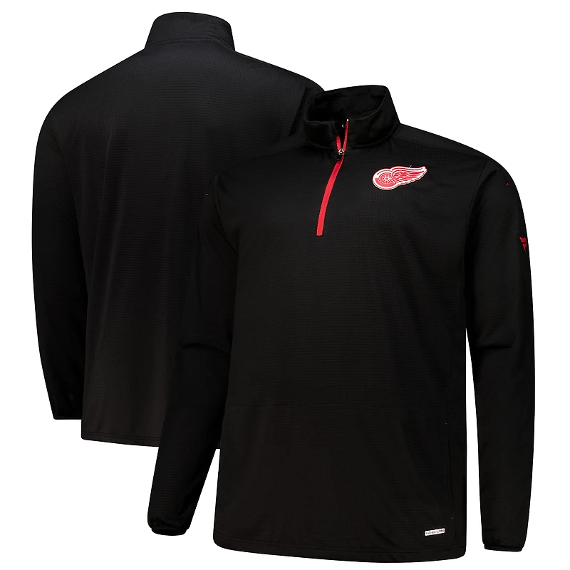 Men's Fanatics Black Detroit Red Wings Big & Tall Authentic Pro Quarter-Zip Top