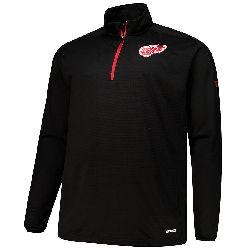 Men's Fanatics  Black Detroit Red Wings Big & Tall Authentic Pro Quarter-Zip Top