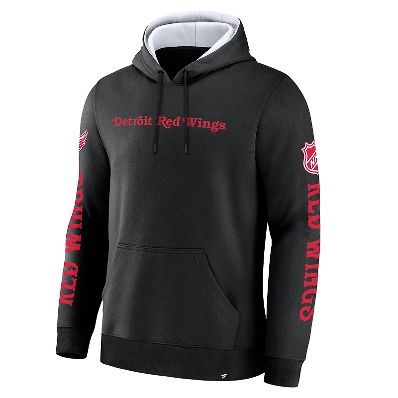 Men's Fanatics Black Detroit Red Wings Big City Legacy Fleece Pullover Hoodie