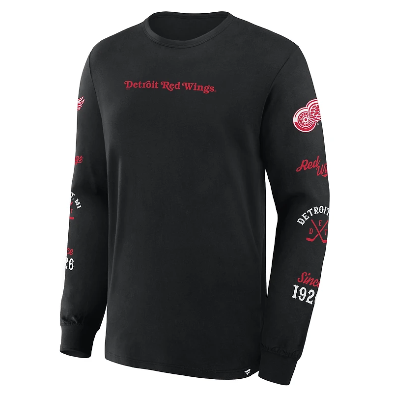 Men's Fanatics Black Detroit Red Wings Boxed Legacy Long Sleeve T-Shirt