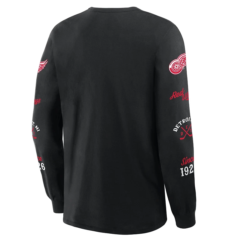 Men's Fanatics Black Detroit Red Wings Boxed Legacy Long Sleeve T-Shirt