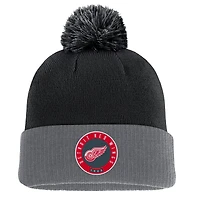 Bonnet en tricot à revers avec pompon Fanatics pour homme, noir, Detroit Red Wings