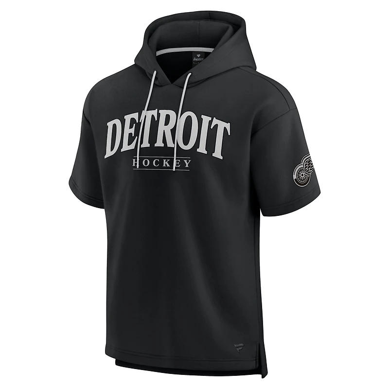 Men's Fanatics  Black Detroit Red Wings Elements Ready Short Sleeve Pullover Hoodie