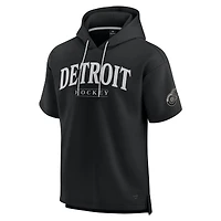 Men's Fanatics  Black Detroit Red Wings Elements Ready Short Sleeve Pullover Hoodie