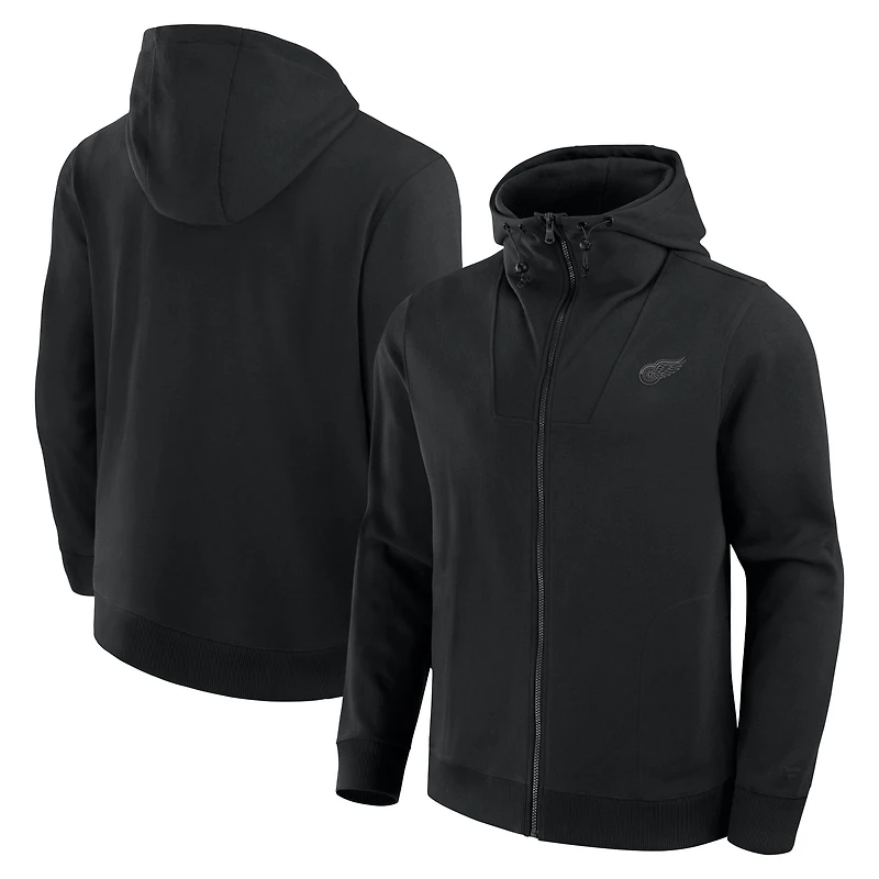 Men's Fanatics Black Detroit Red Wings Elements Tonal Primary Tri-Blend Full-Zip Hoodie
