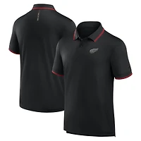 Polo noir Fanatics pour homme avec logo monochrome du Front Office Move des Red Wings de Detroit