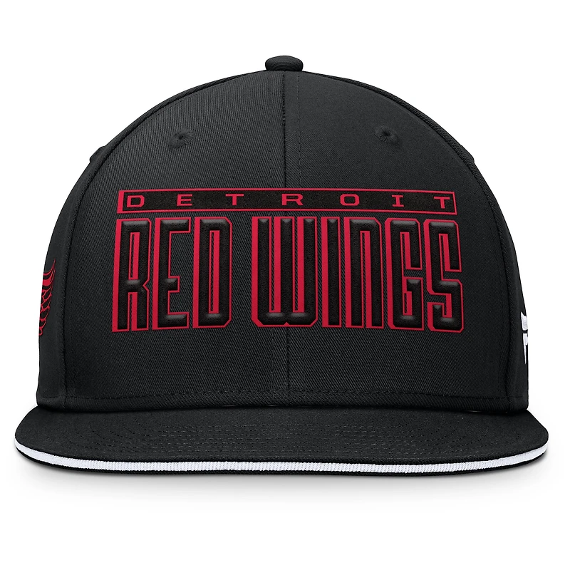 Casquette snapback Fundamental Gino Stack des Red Wings de Detroit pour hommes Fanatics noire