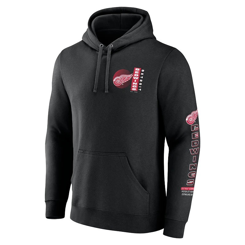 Men's Fanatics Black Detroit Red Wings Revolution Pullover Hoodie