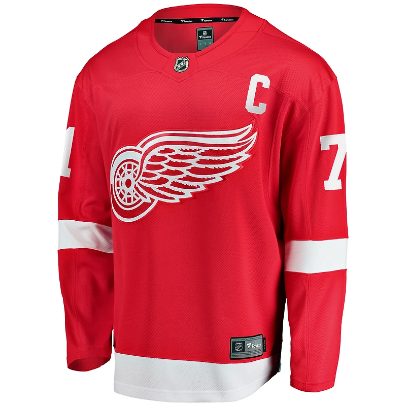 Maillot de capitaine à domicile Breakaway rouge des Red Wings Detroit Dylan Larkin marque Fanatics pour hommes