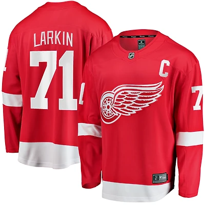 Maillot de capitaine à domicile Breakaway rouge des Red Wings Detroit Dylan Larkin marque Fanatics pour hommes