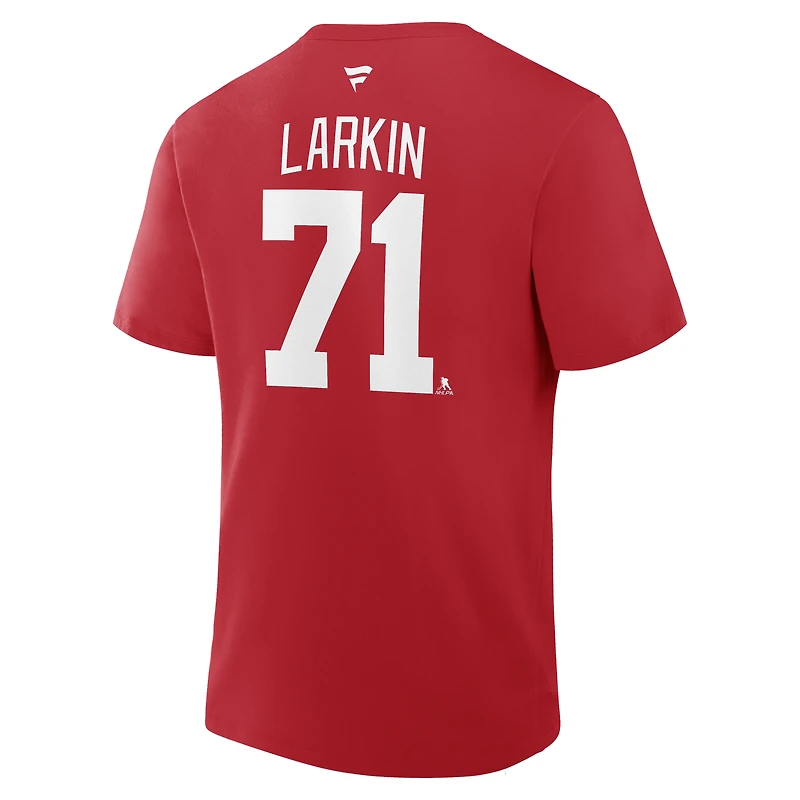 Men's Fanatics Dylan Larkin Red Detroit Wings Authentic Stack Name & Number T-Shirt