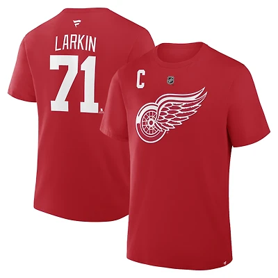 Men's Fanatics Dylan Larkin Red Detroit Wings Authentic Stack Name & Number T-Shirt