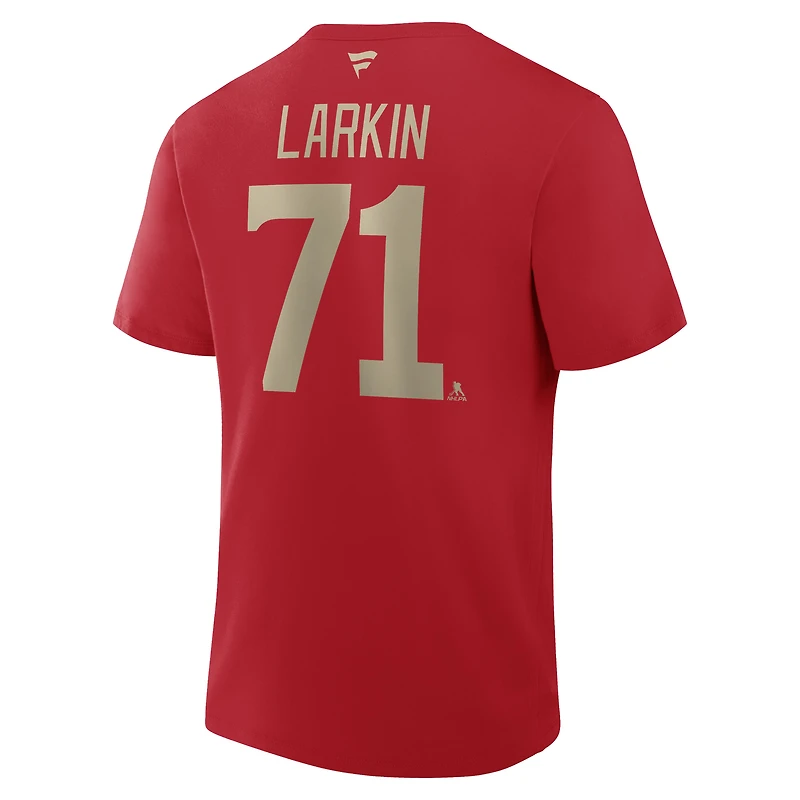 T-shirt authentique pour homme Fanatics Dylan Larkin Red Detroit Wings avec nom et numéro Stack