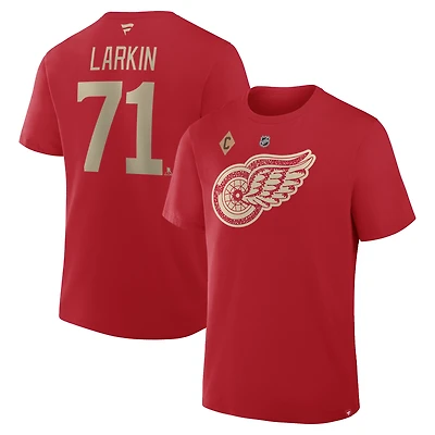 Men's Fanatics Dylan Larkin Red Detroit Wings Authentic Stack Name & Number T-Shirt