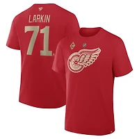 Men's Fanatics Dylan Larkin Red Detroit Wings Authentic Stack Name & Number T-Shirt