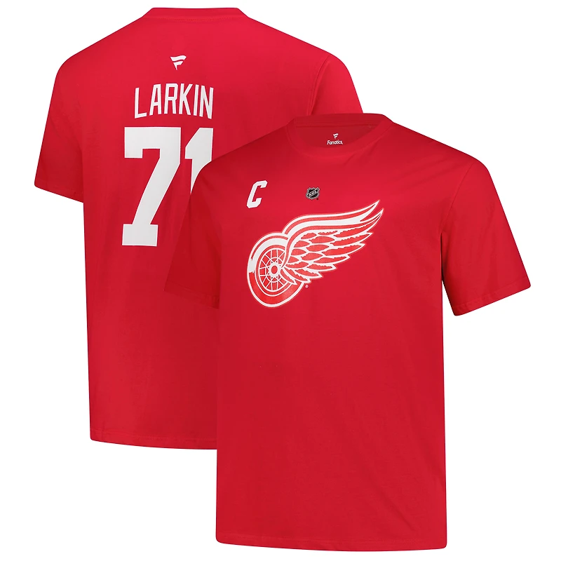 Men's Fanatics Dylan Larkin Red Detroit Wings Big &Tall Name & Number T-Shirt