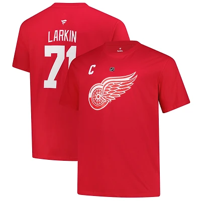 Men's Fanatics Dylan Larkin Red Detroit Wings Big &Tall Name & Number T-Shirt