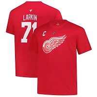 Men's Fanatics Dylan Larkin Red Detroit Wings Big &Tall Name & Number T-Shirt