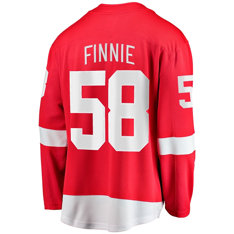 Maillot domicile rouge des Red Wings de Détroit Emmitt Finnie (Fanatics) pour homme