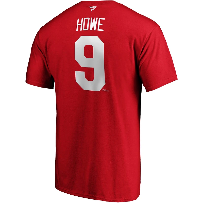 T-shirt avec nom et numéro de joueur retraité Fanatics Gordie Howe Red Detroit Wings pour hommes