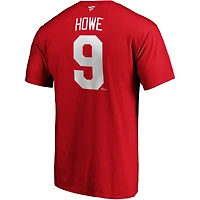 T-shirt avec nom et numéro de joueur retraité Fanatics Gordie Howe Red Detroit Wings pour hommes