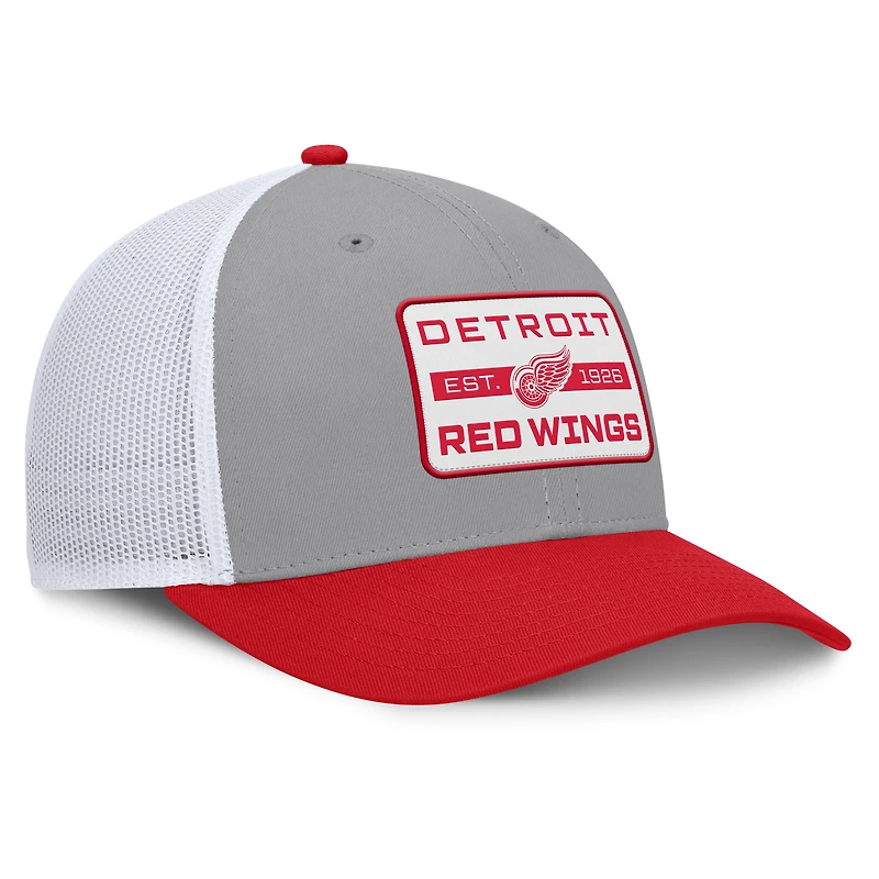 Casquette ajustable Fanatics grise/rouge pour homme des Red Wings de Detroit
