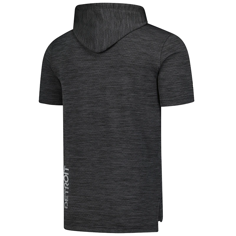 Sweat à capuche manches courtes Fanatics Heather Charcoal Detroit Red Wings Authentic Pro pour homme