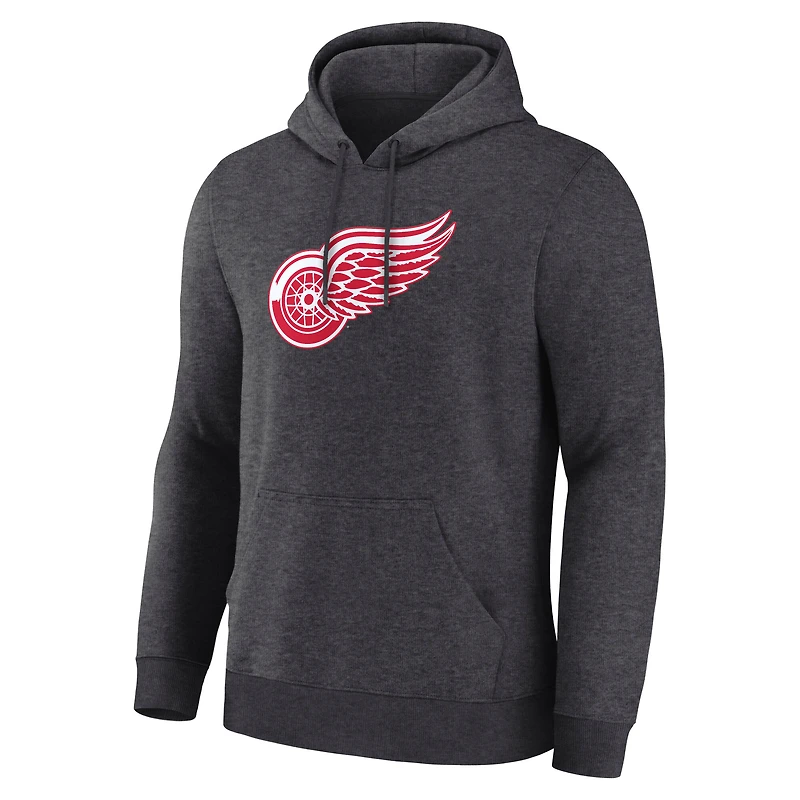 Men's Fanatics Heather Charcoal Detroit Red Wings Essential Hoodie