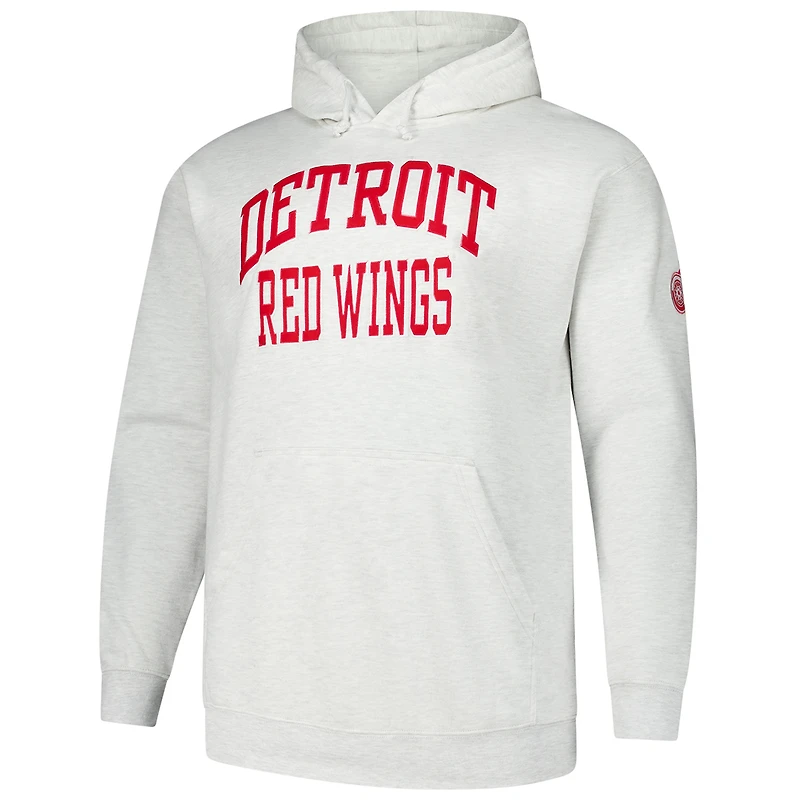 Men's Fanatics Heather Gray Detroit Red Wings Big & Tall Fleece Pullover Hoodie