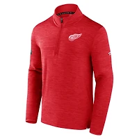 Pull à enfiler Authentic Pro quart de zip pour homme Fanatics Heather Red Detroit Wings
