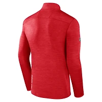 Pull à enfiler Authentic Pro quart de zip pour homme Fanatics Heather Red Detroit Wings