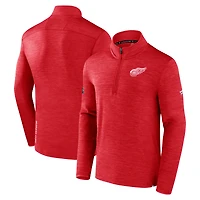 Pull à enfiler Authentic Pro quart de zip pour homme Fanatics Heather Red Detroit Wings