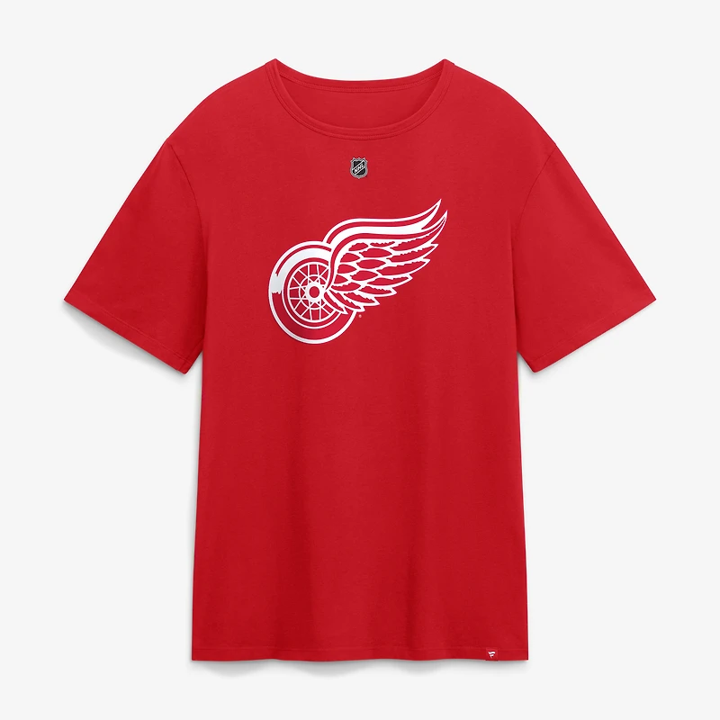 Men's Fanatics Justin Faulk Red Detroit Wings Authentic Stack Name & Number T-Shirt