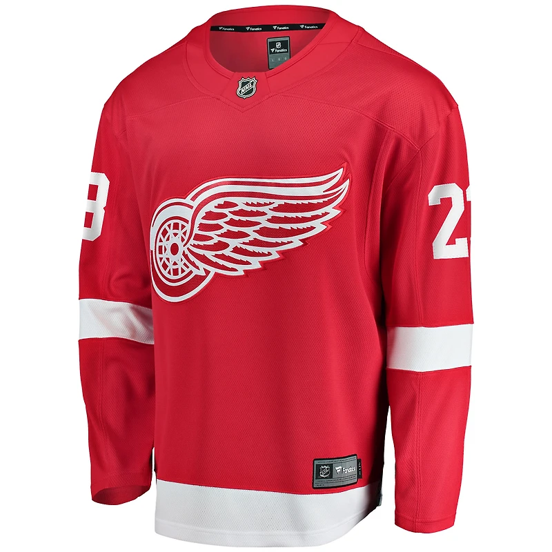 Fanatics pour hommes Lucas Raymond Rouge Detroit Red Wings Maillot de joueur échappé à domicile