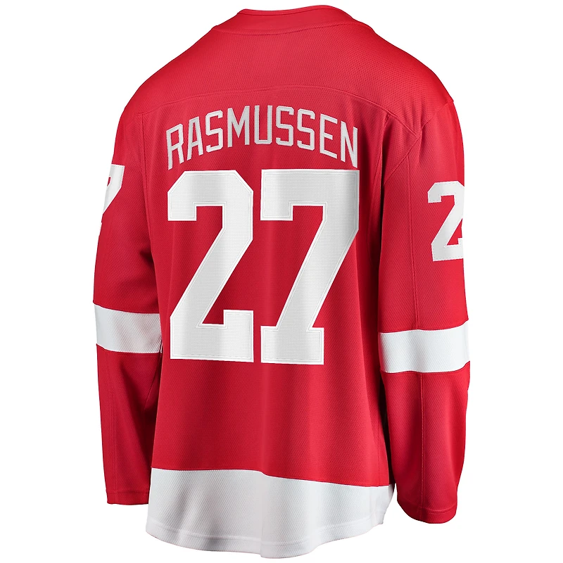 Fanatics pour hommes Michael Rasmussen rouge Detroit Red Wings maillot de joueur échappé à domicile