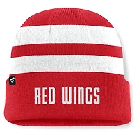 Men's Fanatics Red/White Detroit Red Wings Fundamental Swipe Stripe Cuffed Knit Hat