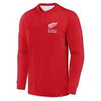 Men's Fanatics Red Detroit Wings Adrenaline Push Long Sleeve Henley Shirt