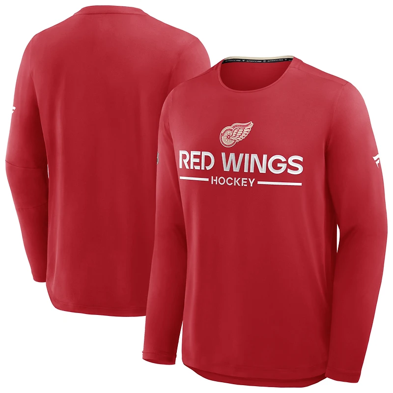 Men's Fanatics Red Detroit Wings Authentic Pro Centennial Rink Tech Long Sleeve T-Shirt