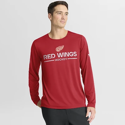 T-shirt à manches longues Fanatics Red Detroit Wings Authentic Pro Centennial Rink Tech pour homme
