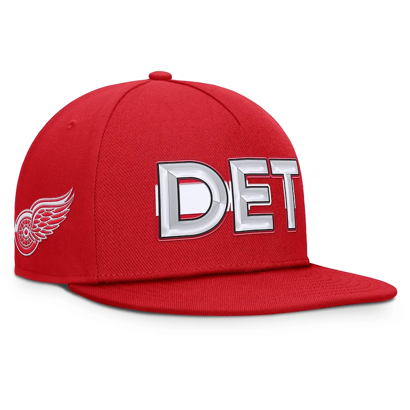 Casquette snapback authentique Pro Rink Team Code des Red Wings de Detroit pour hommes Fanatics Red