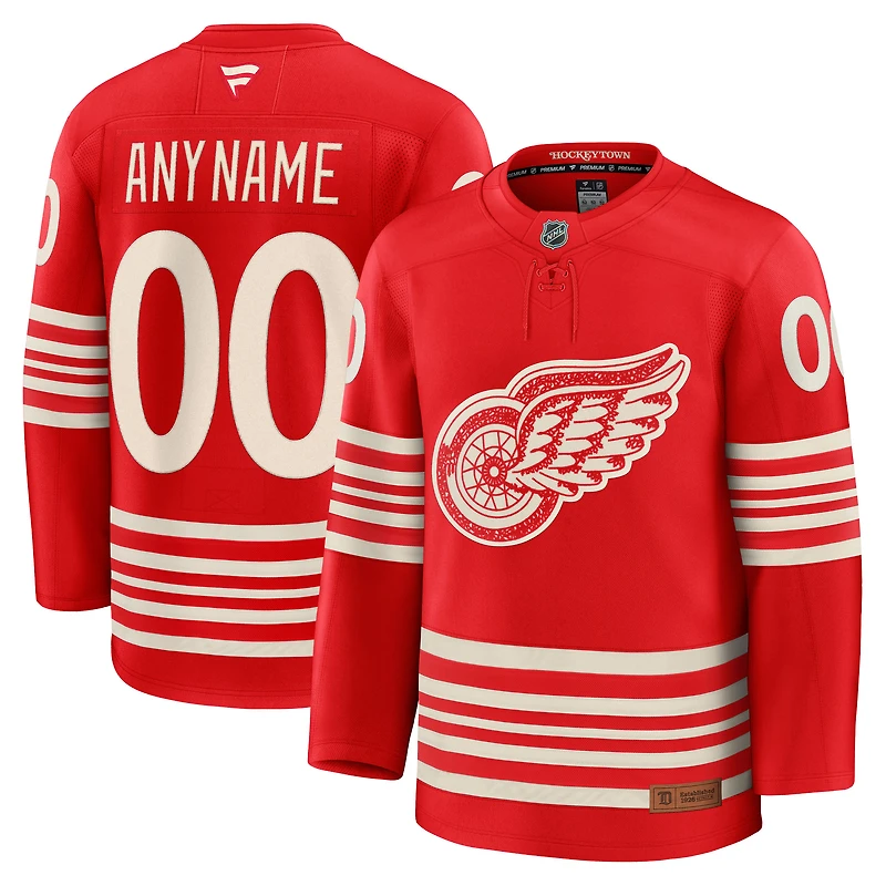 Men's Fanatics Red Detroit Wings Centennial Premium Custom Jersey