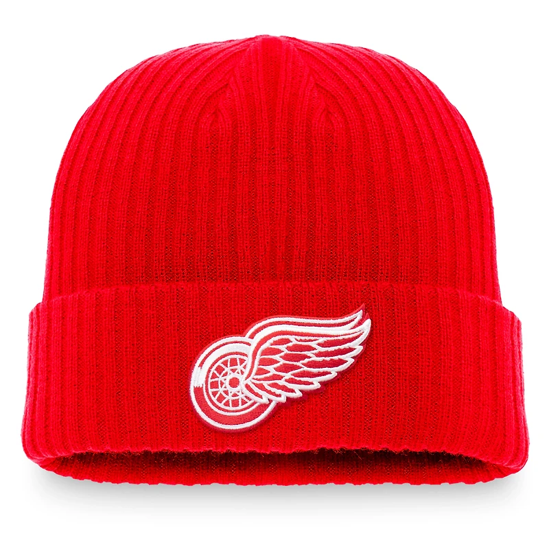 Bonnet en tricot à revers avec logo principal Fanatics Red Detroit Red Wings Core pour hommes