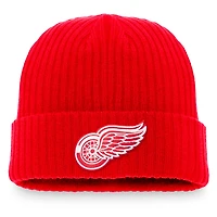 Bonnet en tricot à revers avec logo principal Fanatics Red Detroit Red Wings Core pour hommes